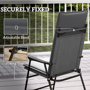 Patio Chair Cushions Set of 2 with Ties and Adjustable Band, UPF50+ Fade Resistant Yarn-Dyed Polyester Outdoor Seat Cushions, High Back Patio Replacement Pads, Dark Grey