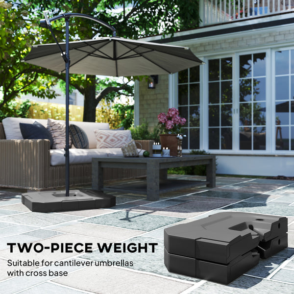 2-Piece Cantilever Offset Patio Umbrella Base Weight Set, 231 lb Heavy Duty Fillable Outdoor Offset Umbrella Weights with Easy-Fill Spouts for Water or Sand for Garden, Backyard, Black