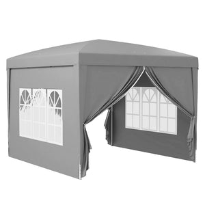 10'x10' Outdoor Pop Up Party Tent Gazebo Canopy with Carrying Bag (Light Grey)
