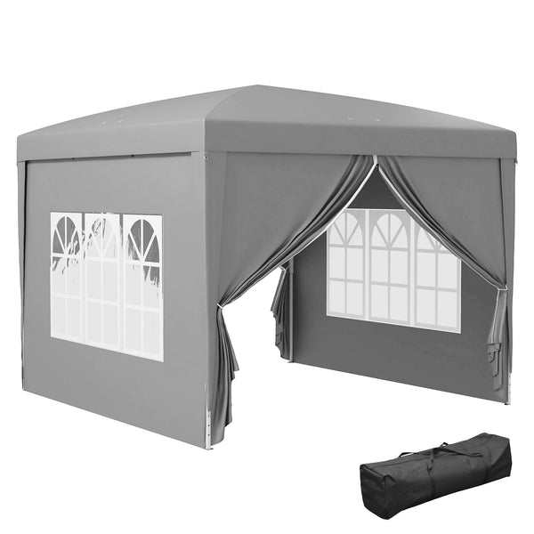 10'x10' Outdoor Pop Up Party Tent Gazebo Canopy with Carrying Bag (Light Grey)