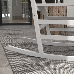 3 Pieces Outdoor Rocking Chair Set, Wooden Patio Rocking Chair Set with Folding Side Table, High Back and Armrests for Garden, Porch, Supports Up to 353 lbs, White