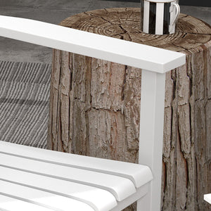 3 Pieces Outdoor Rocking Chair Set, Wooden Patio Rocking Chair Set with Folding Side Table, High Back and Armrests for Garden, Porch, Supports Up to 353 lbs, White