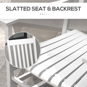 3 Pieces Outdoor Rocking Chair Set, Wooden Patio Rocking Chair Set with Folding Side Table, High Back and Armrests for Garden, Porch, Supports Up to 353 lbs, White