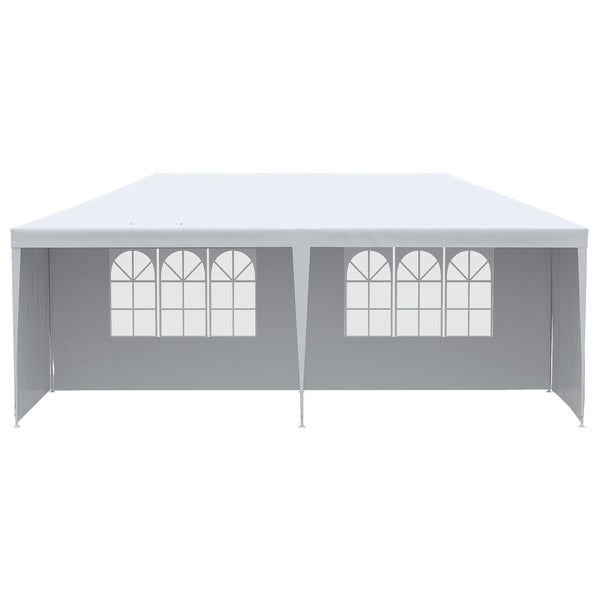 6 x 3 m Party Tent Gazebo Marquee Outdoor Patio Canopy Shelter with Windows and Side Panels White
