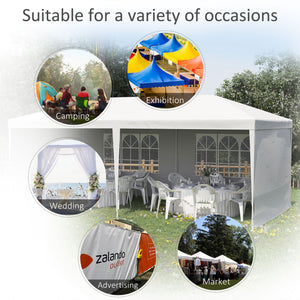6 x 3 m Party Tent Gazebo Marquee Outdoor Patio Canopy Shelter with Windows and Side Panels White