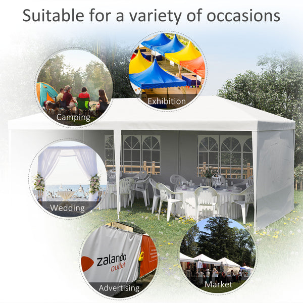 6 x 3 m Party Tent Gazebo Marquee Outdoor Patio Canopy Shelter with Windows and Side Panels White