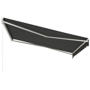12' x 10' Electric Awning, Retractable Awning Sun Shade Shelter with Remote Controller, Manual Crank Handle and Aluminum Frame, for Deck, Balcony, Yard, Dark Grey