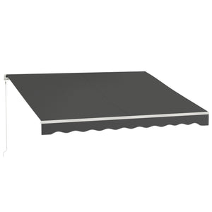 12' x 10' Electric Awning, Retractable Awning Sun Shade Shelter with Remote Controller, Manual Crank Handle and Aluminum Frame, for Deck, Balcony, Yard, Dark Grey