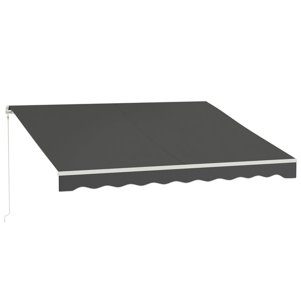 12' x 10' Electric Awning, Retractable Awning Sun Shade Shelter with Remote Controller, Manual Crank Handle and Aluminum Frame, for Deck, Balcony, Yard, Dark Grey