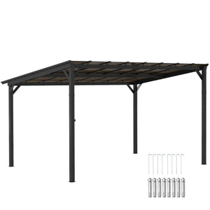 10' x 14' Outdoor Pergola with UPF 50+ and Waterproof Polycarbonate Roof, Wall-Mounted / Free Standing Hardtop Gazebo, Wind-resistant for Patio Deck Backyard, Dark Grey