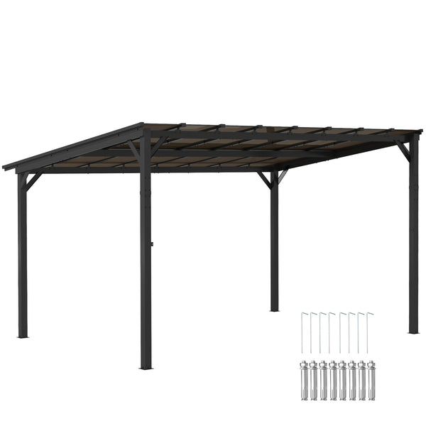 10' x 14' Outdoor Pergola with UPF 50+ and Waterproof Polycarbonate Roof, Wall-Mounted / Free Standing Hardtop Gazebo, Wind-resistant for Patio Deck Backyard, Dark Grey