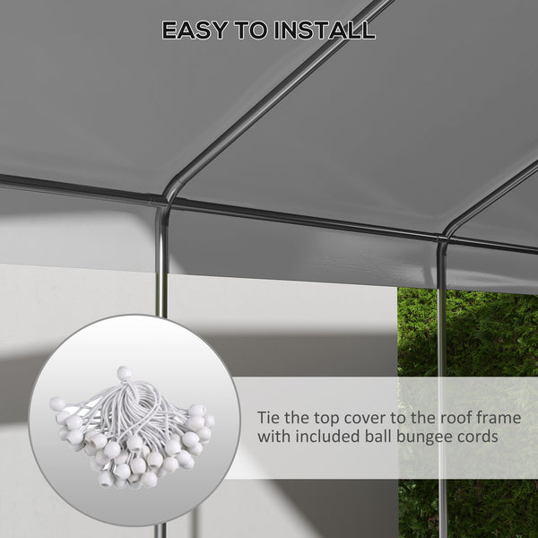 10 x 20 ft Carport Replacement Canopy, UV Resistant Garage Car Cover with Ball Bungee Cords, White, (Only Cover)
