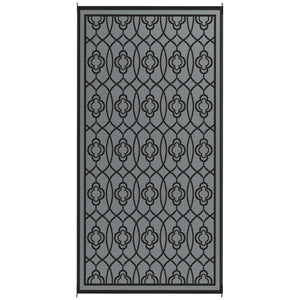 Outsunny Reversible Outdoor Rug, 9' x 18' Waterproof Plastic Straw Floor Mat, Portable RV Camping Carpet, Large Floor Mat for Backyard, Deck, Picnic, Beach, Black & Gray Lantern