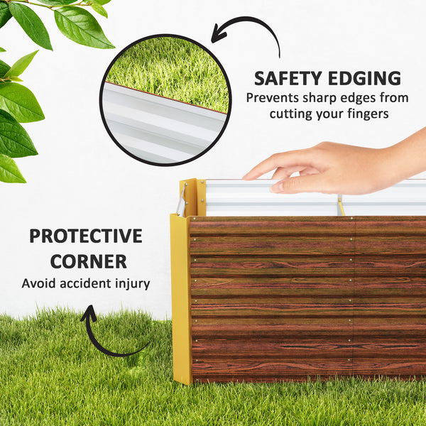 Set of 2 Metal Raised Garden Bed, 4' x 2' x 2' Galvanized Planters for Outdoor Plants, Elevated Planter Box for Growing Flowers, Herbs, Vegetables, Distressed Dark Brown