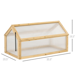 Wooden Cold Frame Greenhouse Garden Portable Raised Planter with Openable Top for Indoor, Outdoor, Flowers, Vegetables, Plants, 35.5" x 20.5" x 19.5", Light Brown