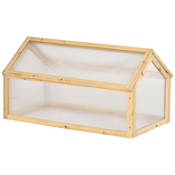 Wooden Cold Frame Greenhouse Garden Portable Raised Planter with Openable Top for Indoor, Outdoor, Flowers, Vegetables, Plants, 35.5" x 20.5" x 19.5", Light Brown