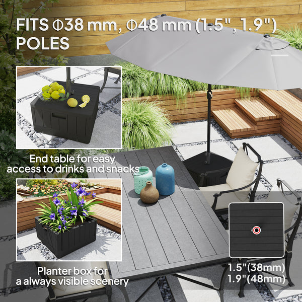 Patio Umbrella Base Outdoor Umbrella Stand with Wheels Handles, Patio Umbrella Stand, Filled Up to 176lbs with Stand or 110lbs with Water for Garden, Poolside, Black