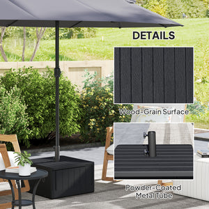 Patio Umbrella Base Outdoor Umbrella Stand with Wheels Handles, Patio Umbrella Stand, Filled Up to 176lbs with Stand or 110lbs with Water for Garden, Poolside, Black
