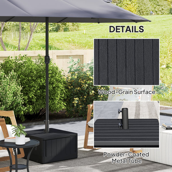 Patio Umbrella Base Outdoor Umbrella Stand with Wheels Handles, Patio Umbrella Stand, Filled Up to 176lbs with Stand or 110lbs with Water for Garden, Poolside, Black
