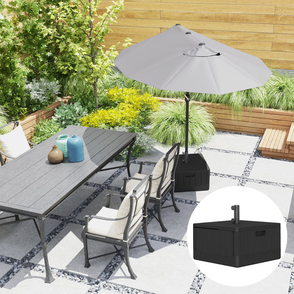 Patio Umbrella Base Outdoor Umbrella Stand with Wheels Handles, Patio Umbrella Stand, Filled Up to 176lbs with Stand or 110lbs with Water for Garden, Poolside, Black