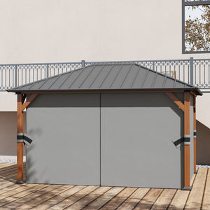 13' x 10' Hardtop Gazebo with Netting Sidewalls and Curtains, Galvanized Steel Outdoor Gazebo Canopy with Aluminum Frame for Garden, Patio, Lawns, Parties