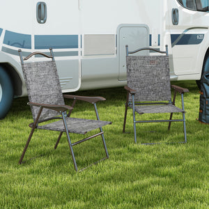 Outdoor Dining Chairs Set of 2, Folding Outdoor Patio Chairs with Armrests, Mesh Seat, High Backrest, All Weather for Backyard, Balcony, Porch, Poolside, Deck, Grey