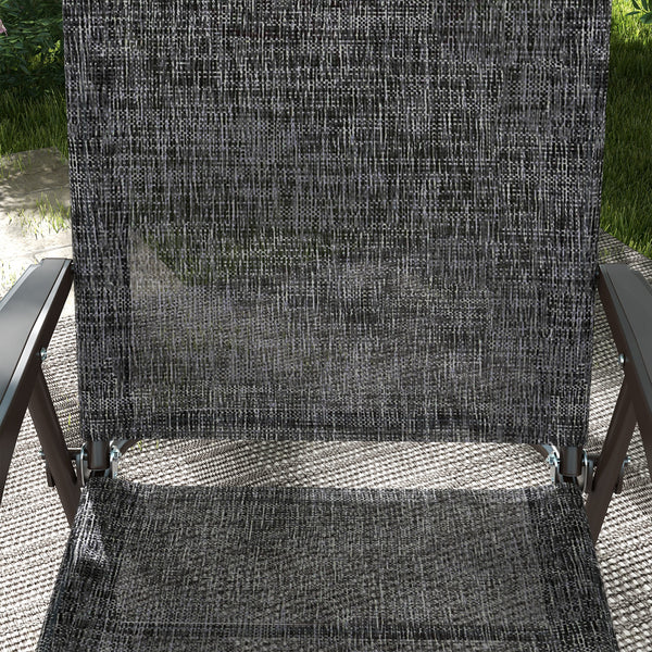 Outdoor Dining Chairs Set of 2, Folding Outdoor Patio Chairs with Armrests, Mesh Seat, High Backrest, All Weather for Backyard, Balcony, Porch, Poolside, Deck, Grey