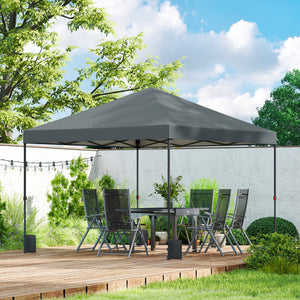 10 x 10 ft Pop Up Canopy Tent with One Push Setup, Easy Setup Outdoor Portable Instant Canopy Shelter with Wheeled Carry Bag, Sandbags, Adjustable Height for Parties, Events, Dark Gray