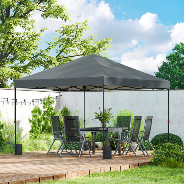 10 x 10 ft Pop Up Canopy Tent with One Push Setup, Easy Setup Outdoor Portable Instant Canopy Shelter with Wheeled Carry Bag, Sandbags, Adjustable Height for Parties, Events, Dark Gray