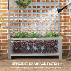 Raised Garden Bed, Wood Planter with Trellis for Vine Climbing, Privacy Screen Planter Box to Grow Vegetables, Herbs, and Flowers for Backyard, Patio, Deck, Dark Grey