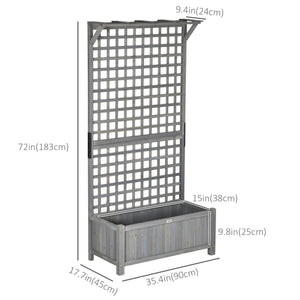 Raised Garden Bed, Wood Planter with Trellis for Vine Climbing, Privacy Screen Planter Box to Grow Vegetables, Herbs, and Flowers for Backyard, Patio, Deck, Dark Grey