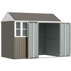 8.5' x 5.5' Outdoor Storage Shed, Metal Garden Shed Storage House with Window, Lockable Door, Vents, for Backyard, Patio, Lawn, Grey