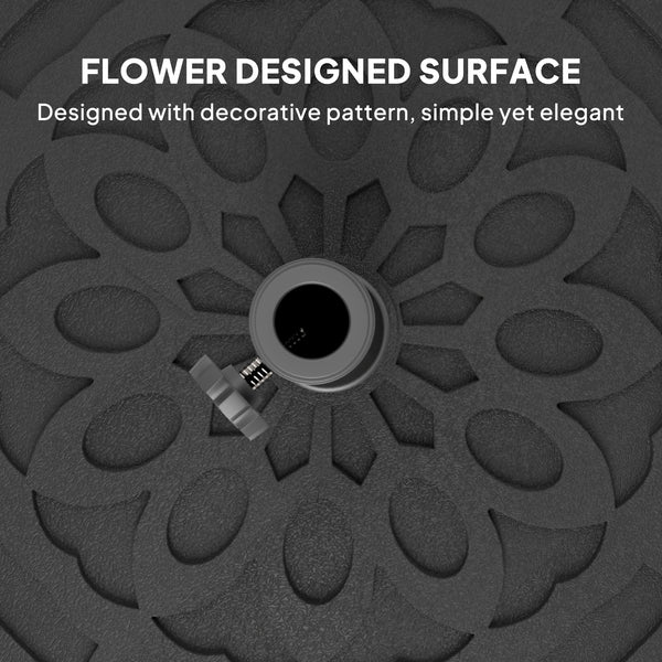 Round Patio Umbrella Base with Wheels, 46 lbs Resin Umbrella Stand Base, Heavy Duty Patio Umbrella Holder for 1.3"/1.5"/1.9" Umbrella Poles for Outdoor, Lawn, Poolside, Black