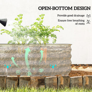 8' x 2' x 1' Galvanized Raised Garden Bed Kit, Outdoor Metal Elevated Planter Box with Safety Edging, Easy DIY Stock Tank for Growing Flowers, Herbs & Vegetables, Cream