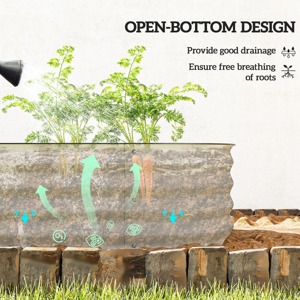 8' x 2' x 1' Galvanized Raised Garden Bed Kit, Outdoor Metal Elevated Planter Box with Safety Edging, Easy DIY Stock Tank for Growing Flowers, Herbs & Vegetables, Cream