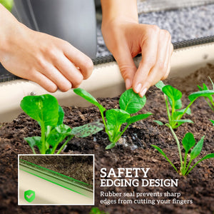 8' x 2' x 1' Galvanized Raised Garden Bed Kit, Outdoor Metal Elevated Planter Box with Safety Edging, Easy DIY Stock Tank for Growing Flowers, Herbs & Vegetables, Cream