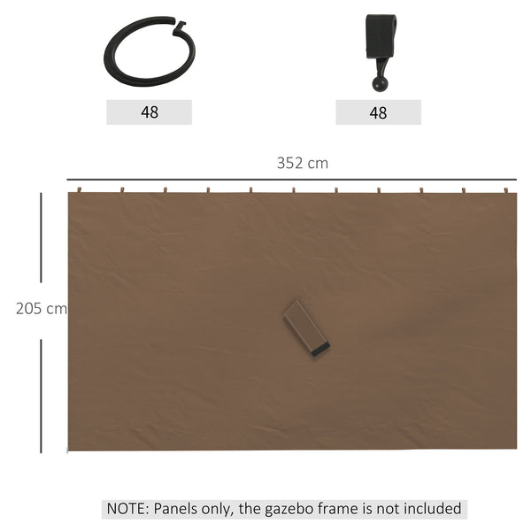 4 Pack Replacement Gazebo Curtains Privacy Panel for Most 3 x 4m Gazebo Canopy Pavillion Outdoor Shelter Sidewalls Accessories Dark Brown