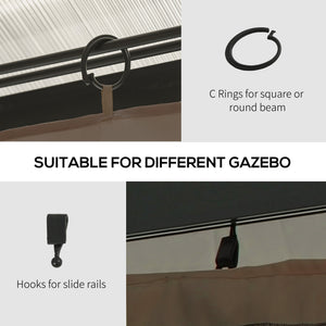 4 Pack Replacement Gazebo Curtains Privacy Panel for Most 3 x 4m Gazebo Canopy Pavillion Outdoor Shelter Sidewalls Accessories Dark Brown
