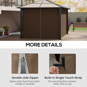 4 Pack Replacement Gazebo Curtains Privacy Panel for Most 3 x 4m Gazebo Canopy Pavillion Outdoor Shelter Sidewalls Accessories Dark Brown