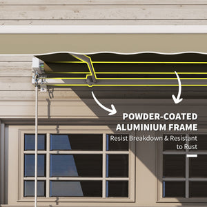 2.5m x 2m Garden Patio Manual Awning Canopy Sun Shade Shelter Retractable with Winding Handle Khaki