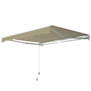 2.5m x 2m Garden Patio Manual Awning Canopy Sun Shade Shelter Retractable with Winding Handle Khaki