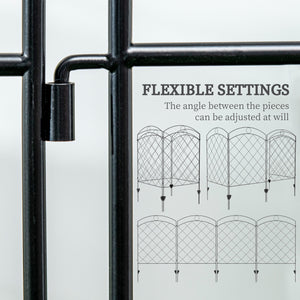 Decorative Garden Fencing, 43in x 11.4ft Outdoor Picket Fence Panels, 4PCs Rustproof Steel Wire Landscape Flower Bed Border Edging Animal Barrier, Black