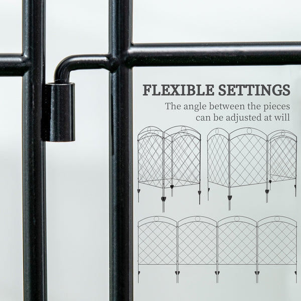 Decorative Garden Fencing, 43in x 11.4ft Outdoor Picket Fence Panels, 4PCs Rustproof Steel Wire Landscape Flower Bed Border Edging Animal Barrier, Black