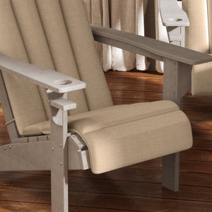 Adirondack Chair Cushion Set of 4, Outdoor Chair Cushions, High Back Patio Chair Cushions with Ties, Non-Slip Replacement Seat Cushion for Patio Furniture, Beige