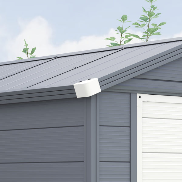 4 x 6ft Plastic Garden Storage Shed with Foundation Kit, Polypropylene Outdoor Storage Tool House with Ventilation Slots and Lockable Door, Grey