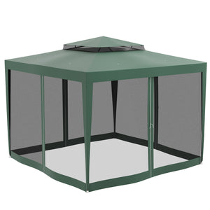 10' x 10' Canopy Tent, Party Tent with Mesh Netting and Double Tier Roof for Backyard, Garden, Patio, Outdoor, Green