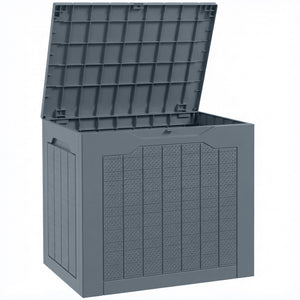 93L Plastic Garden Storage Box, Outdoor Storage Box with Handles, Waterproof Outdoor Storage Container for Garden Tools and Accessories, Light Grey