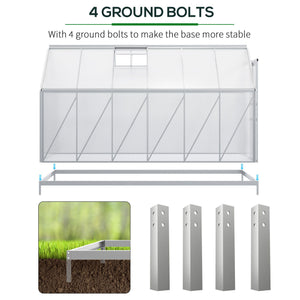 6' x 12' x 6.5' Polycarbonate Greenhouse, Walk-in Green House with Adjustable Roof Vent, Galvanized Base, Sliding Door and Rain Gutter for Outdoor, Garden, Backyard, Clear