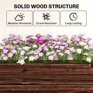 2-Tier Wooden Raised Planter, Raised Garden Bed on Legs with Drainage Holes and Bed Liner, Outdoor Elevated Garden Planter for Vegetables, Herbs, Flowers, 60 x 25 x 70 cm