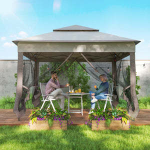 3 x 3(m) Pop Up Gazebo, Marquee Party Tent with Double Tier Roof, Netting and Carry Bag, Event Shelter for Outdoor Patio, Light Grey